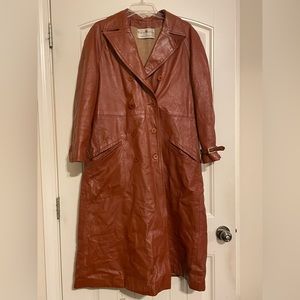 Vintage CHESTER WEINBERG for Samuel Robert Brown leather trench jacket Coat